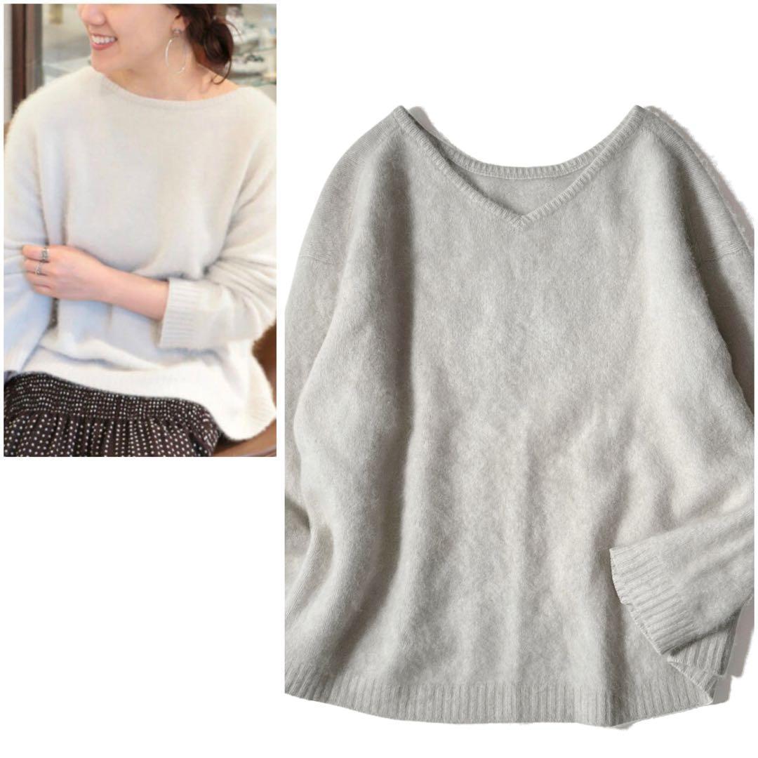 Plage ふわふわ2wayVネックニットプルオーバー　軽量 ニュアンスカラー plage（プラージュ） ニット 「WEB限定追加」Fur Nuance プルオーバー2