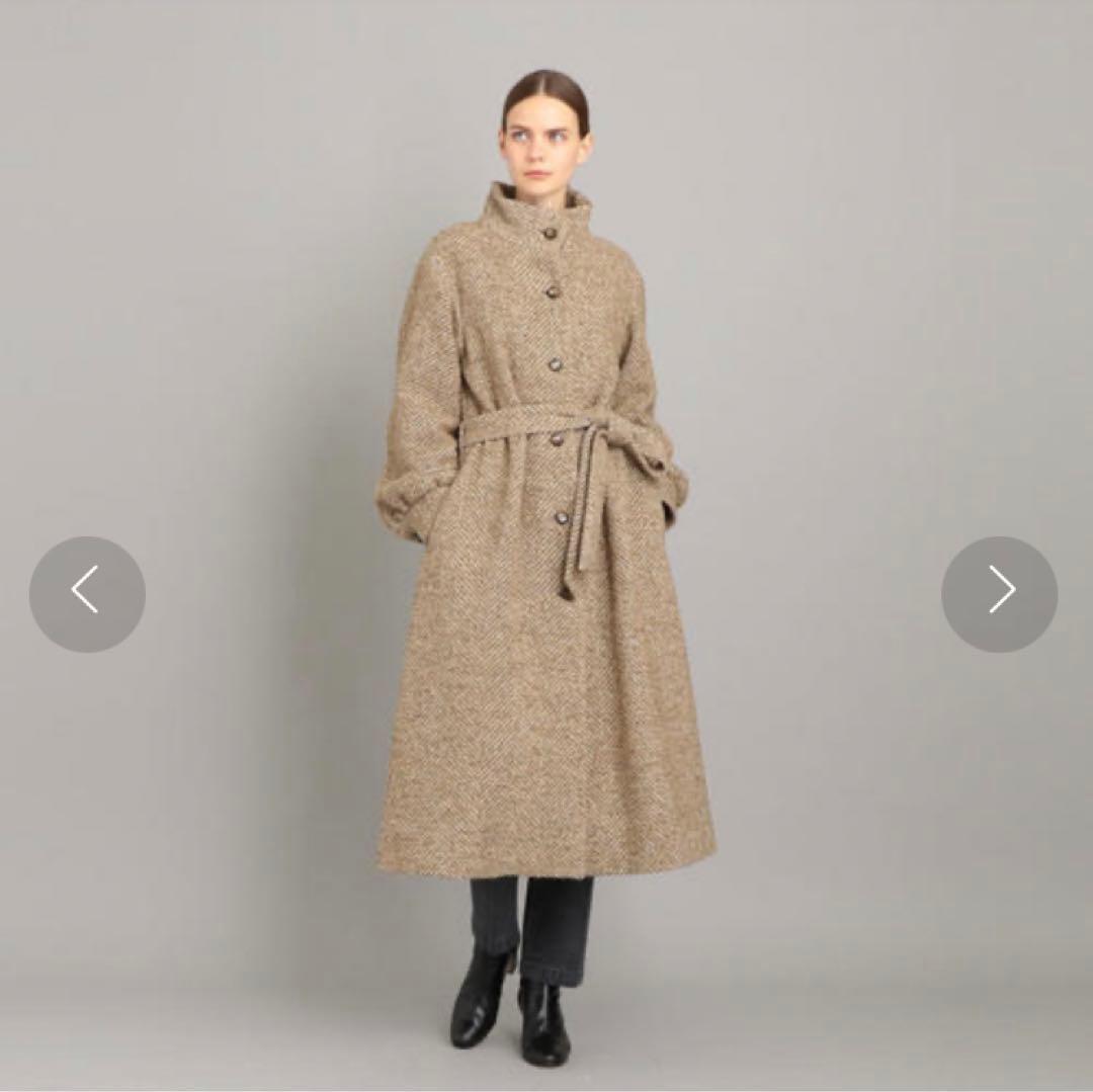 ヘリンボーン柄 ベージュロングコート stevenalan - メルカリ