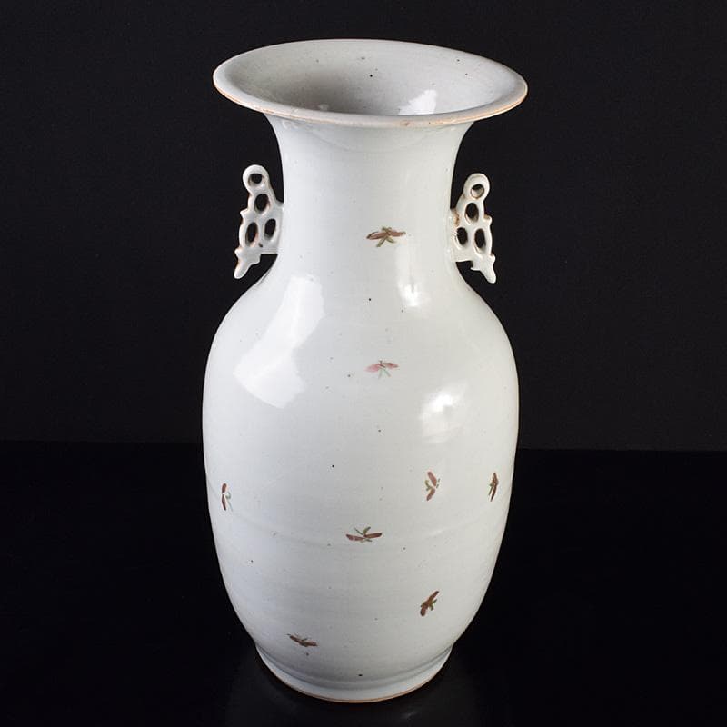 中国 粉彩花鳥文 双耳瓶 高さ約41cm V R7643F