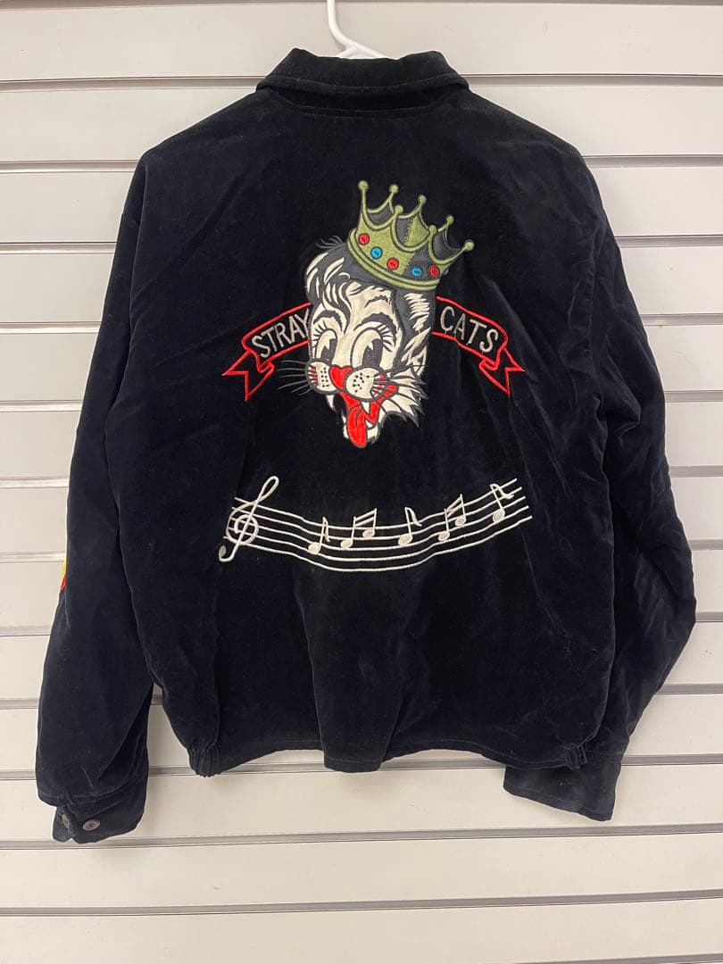 80s☆ビンテージ☆STRAY CATS ベロアジャケット OPTIジップ！