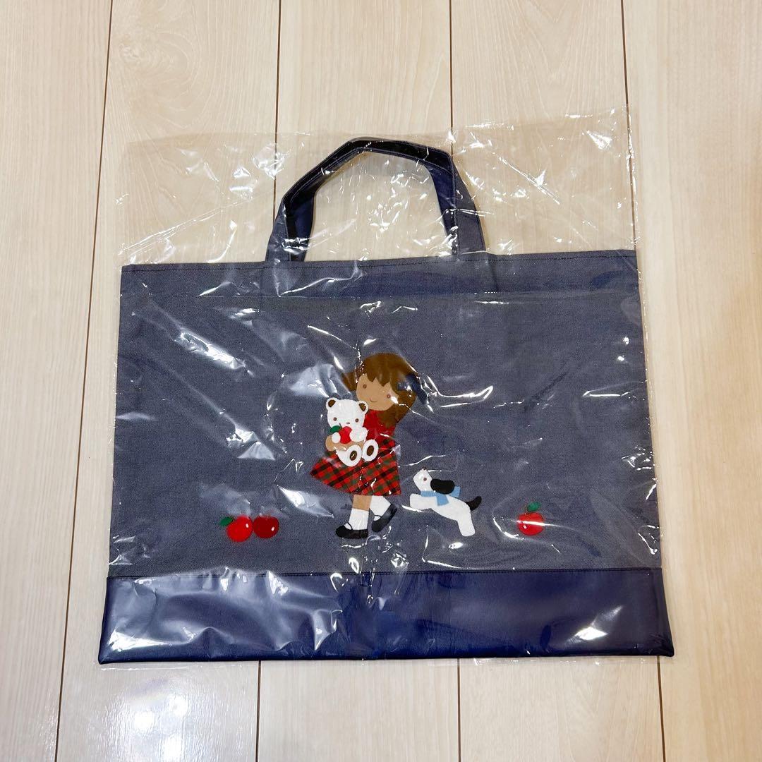 新品 familiar ファミリア デニムバッグ 手刺繍 トートバッグ 紺色くま