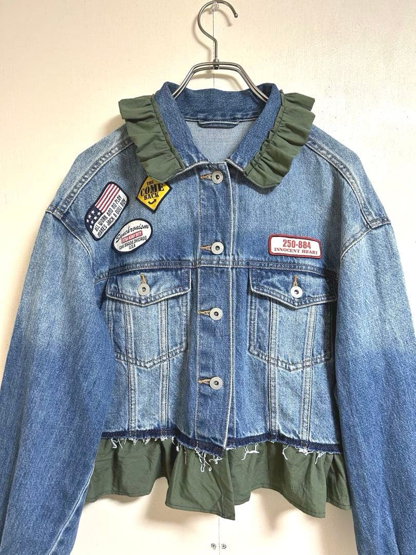 REMAKE☆ デニムリメイク ミリタリー Gジャン フリル - メルカリ