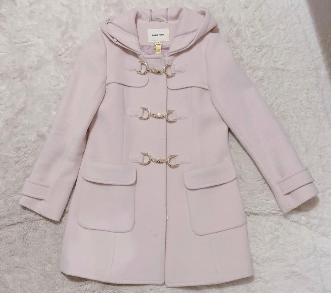 さえこさん風 LAISSE PASSE フード付きダッフルコート36 ミドル丈
