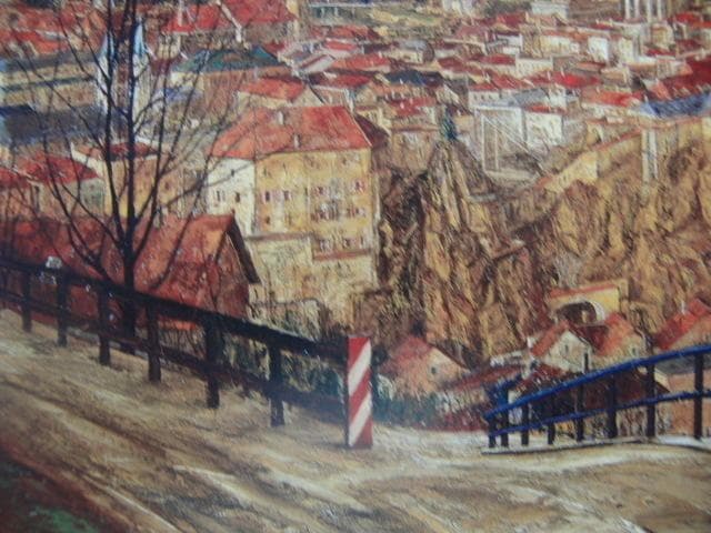 花巻碧【坂道からの展望】希少画集画、状態良好、新品高級額装付