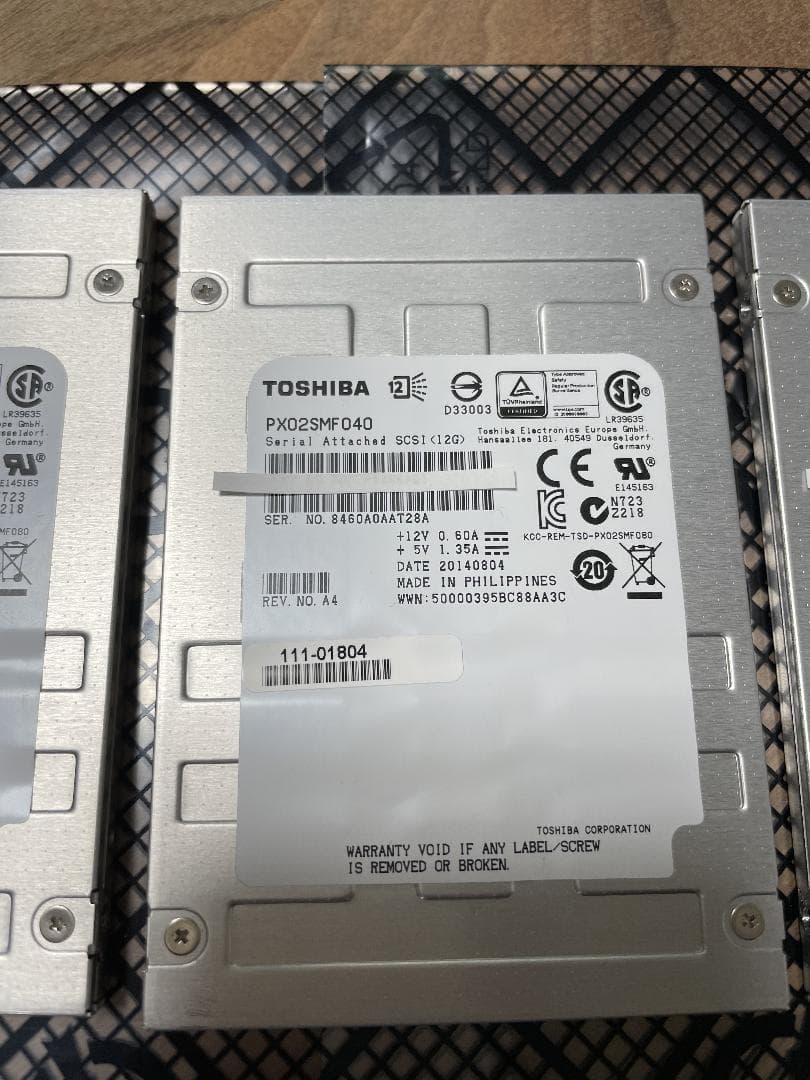 PX02SMF040 Toshiba製  400GB SSD x5枚