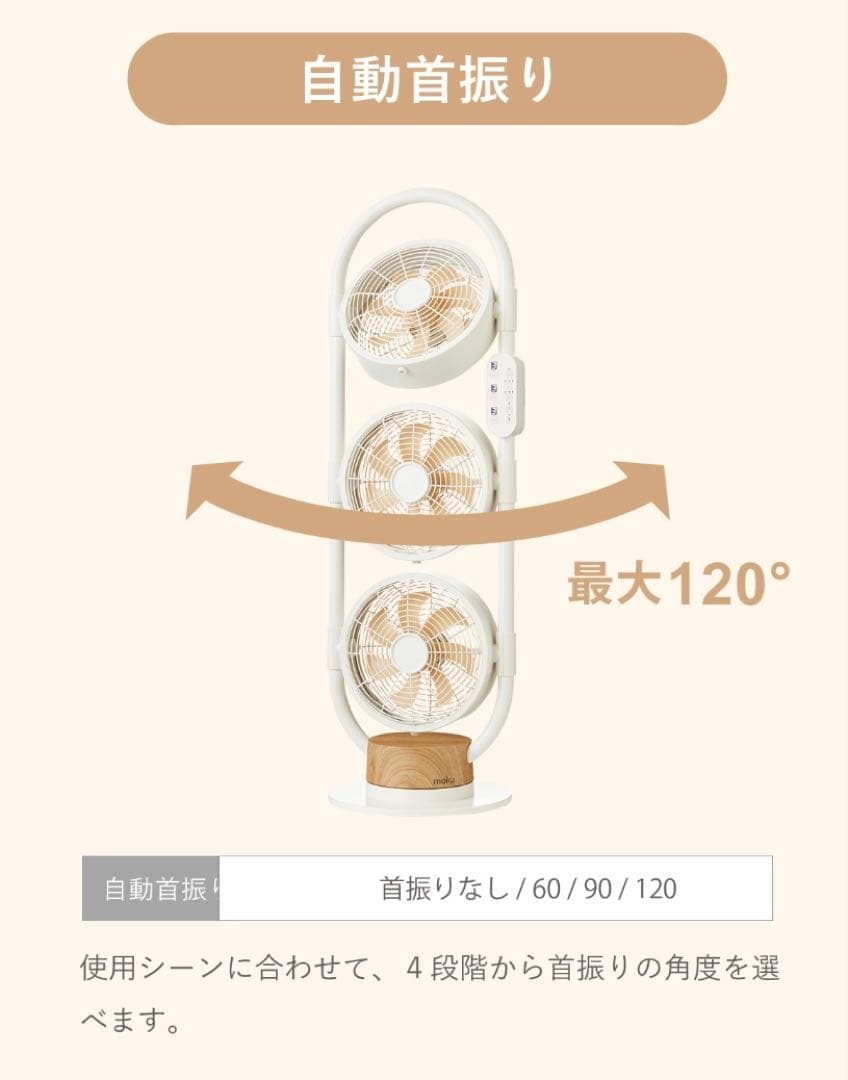 moku. DCモーター 家庭用扇風機 ホワイト