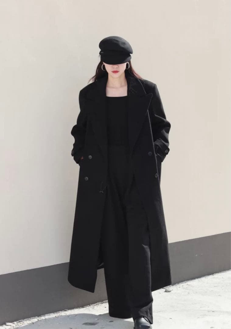 APOZI Collection ダブルスーパーロングコート ブラック - メルカリ