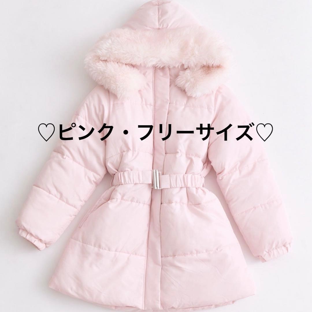 ナ*コ様 OLIVE des OLIVE ウエストベルト付き中綿コート ピンク - メルカリ