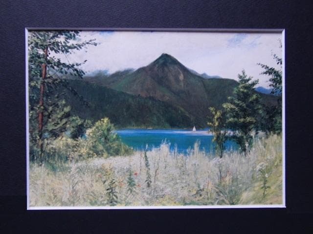 岡田三郎助、【河口湖畔】、希少な大判額装用画集より、美品、日本人画家 はじまりはここからー岡田三郎助と女性画家たちー（佐賀県立美術館