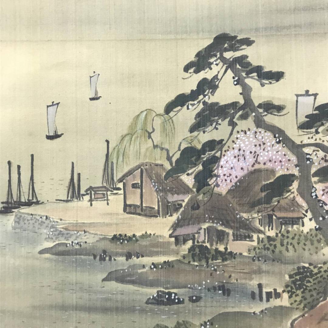 真作】岡本清暉/春秋山水図/山水図/双幅/掛軸/名家伝来/AC-243