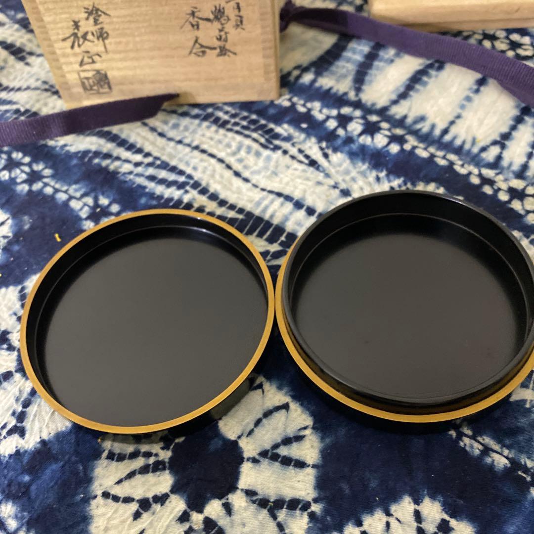 塗師表正青貝鶴蒔絵香合茶道具