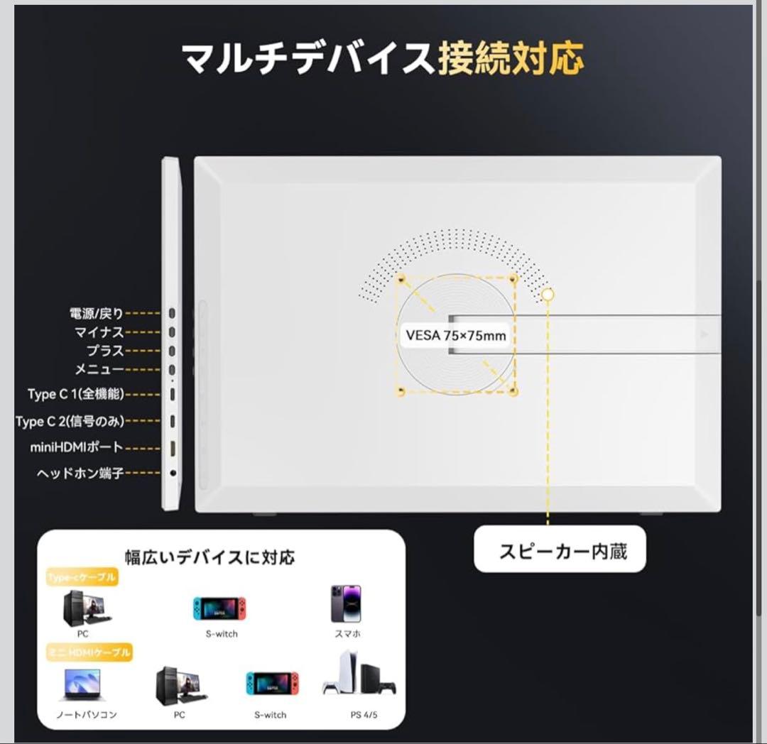 16インチ 120Hz ホワイト 16:10 IPS 非光沢