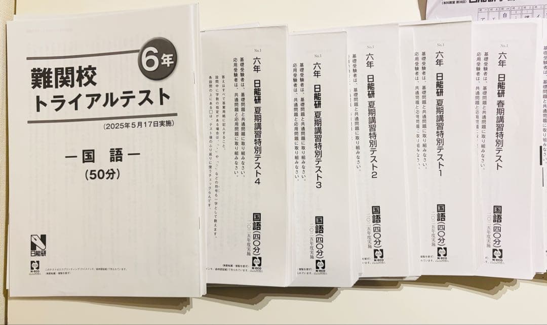 新品2025年度日能研6年生前期学習力育成テスト全17回分 新品2025