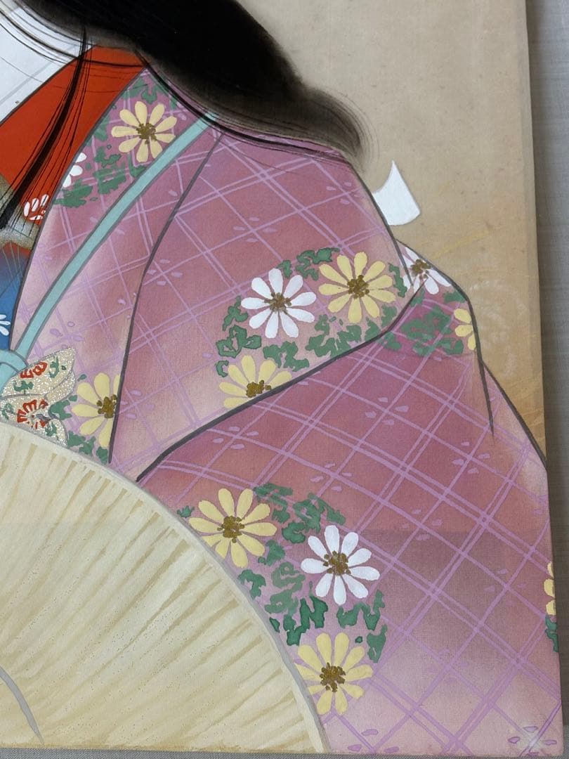 松井桜塘 日本画 絵画 人物画 美人画 額装 - メルカリ