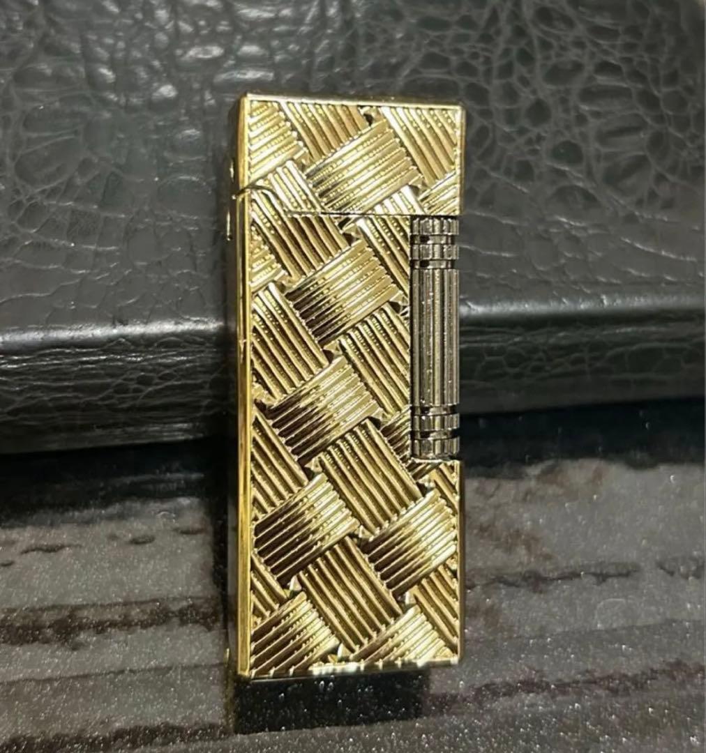 ダンヒル dunhill 型ガスライター ゴールド ローラー式 編み込模様