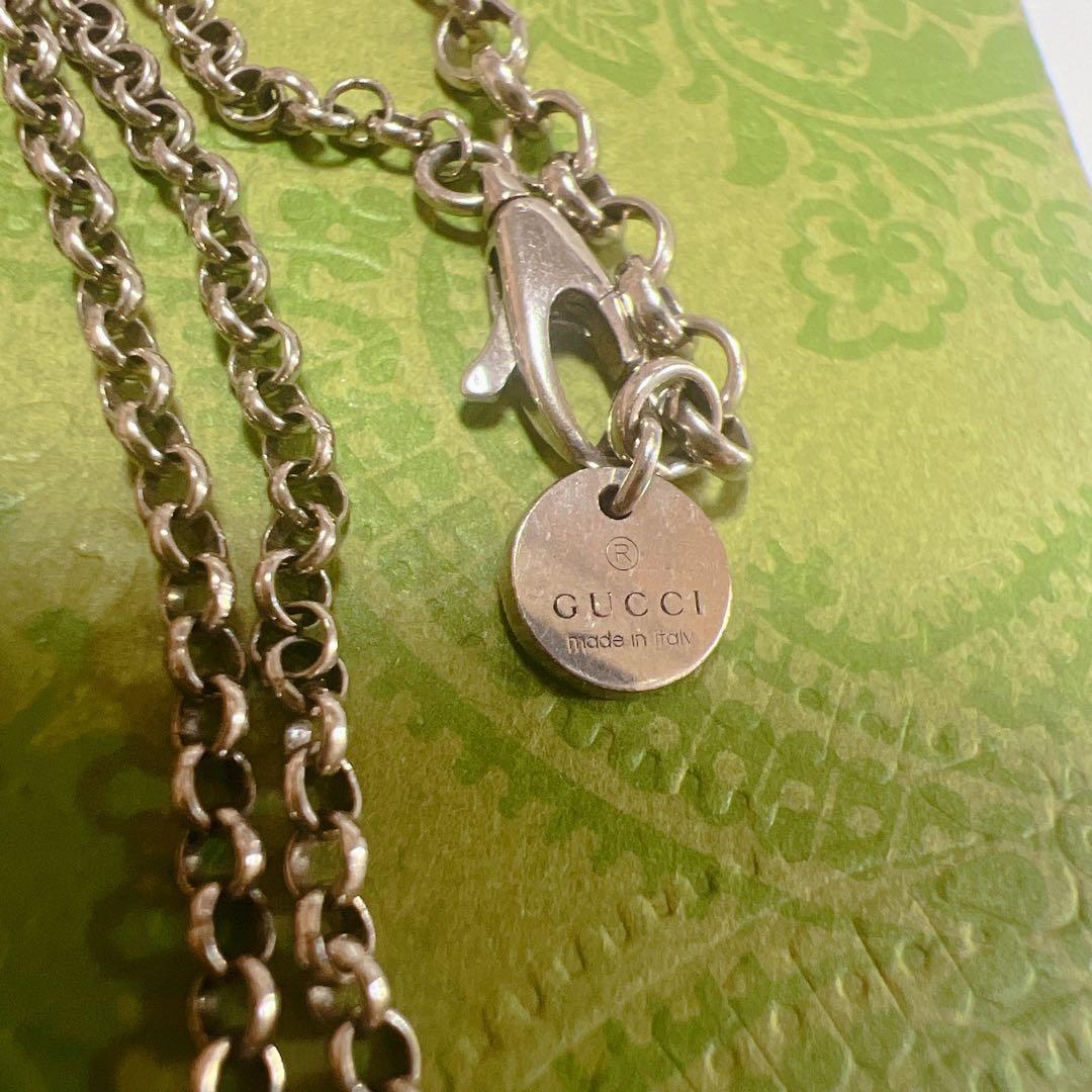 《美品》グッチ あずきチェーン 50cm ネックレス ブラック シルバー925