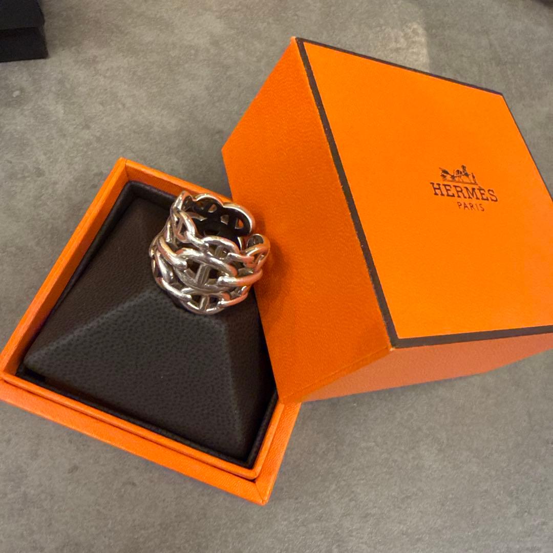 HERMES シルバー チェーンリング 専用ボックス付き - メルカリ