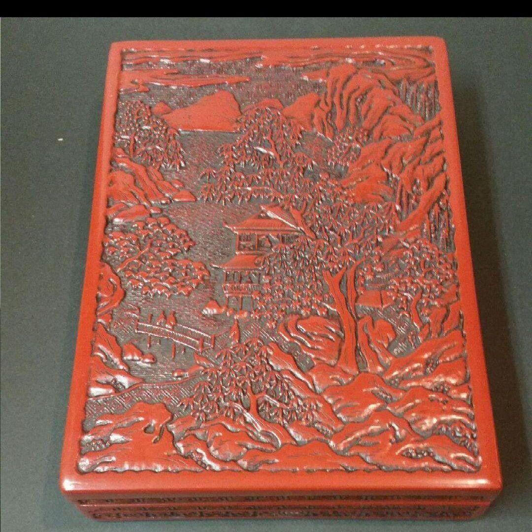 82*215仙台堆朱 彫刻漆器 漆芸 木箱 硯箱 骨董 - メルカリ