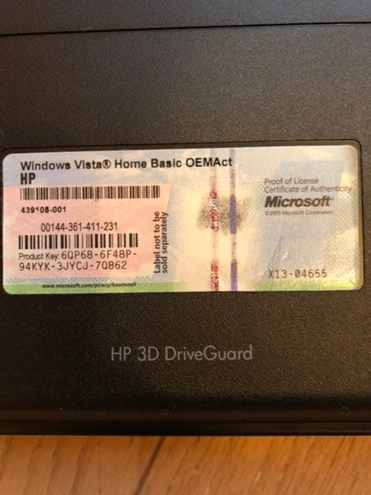 HP ノートパソコン　Windows Vista