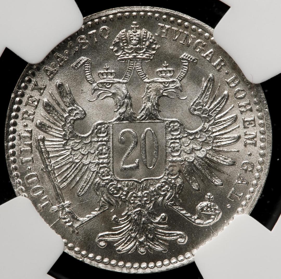 高鑑定 極美品 NGC-MS65 1870 オーストリア フランツ・ヨーゼフ1世