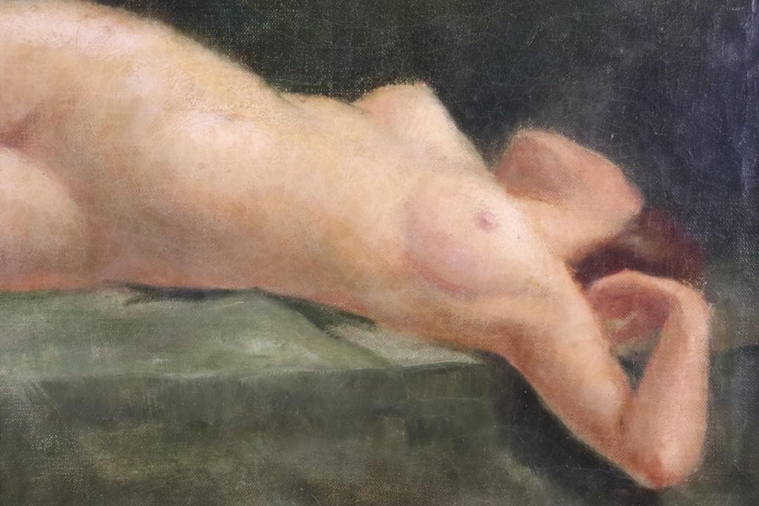 真作保証 19世紀 古画 Kizeevsky 「横たわる裸婦」 油彩15号