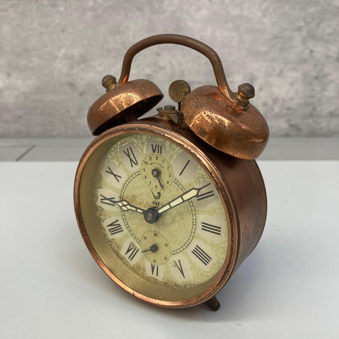 ジャンク品 目覚まし時計 JAZ社 アンティーク フランス ゼンマイ