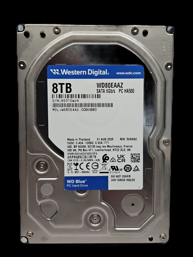 内蔵型ハードディスクドライブ Western Digital 8TB WD80EAAZ