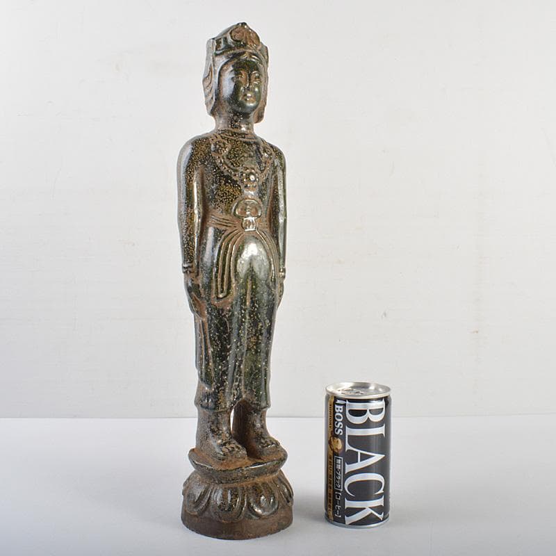 仏教美術　漢緑釉観音像　仏像　置物　C　R6929 131010_477611694258219819443_9