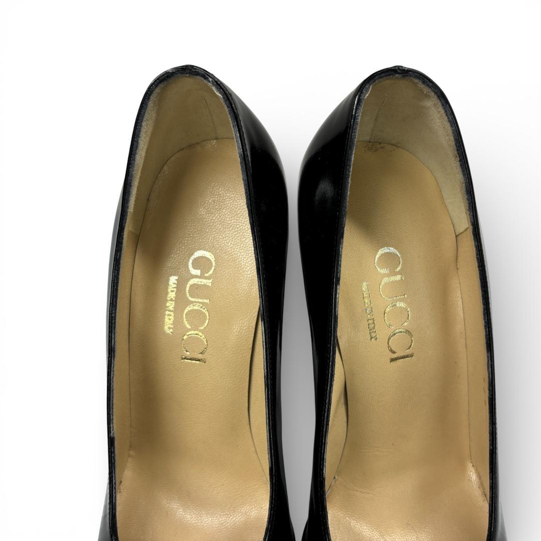 美品 グッチ ホースビット パンプス ヒール 36.5 23.5cm 黒