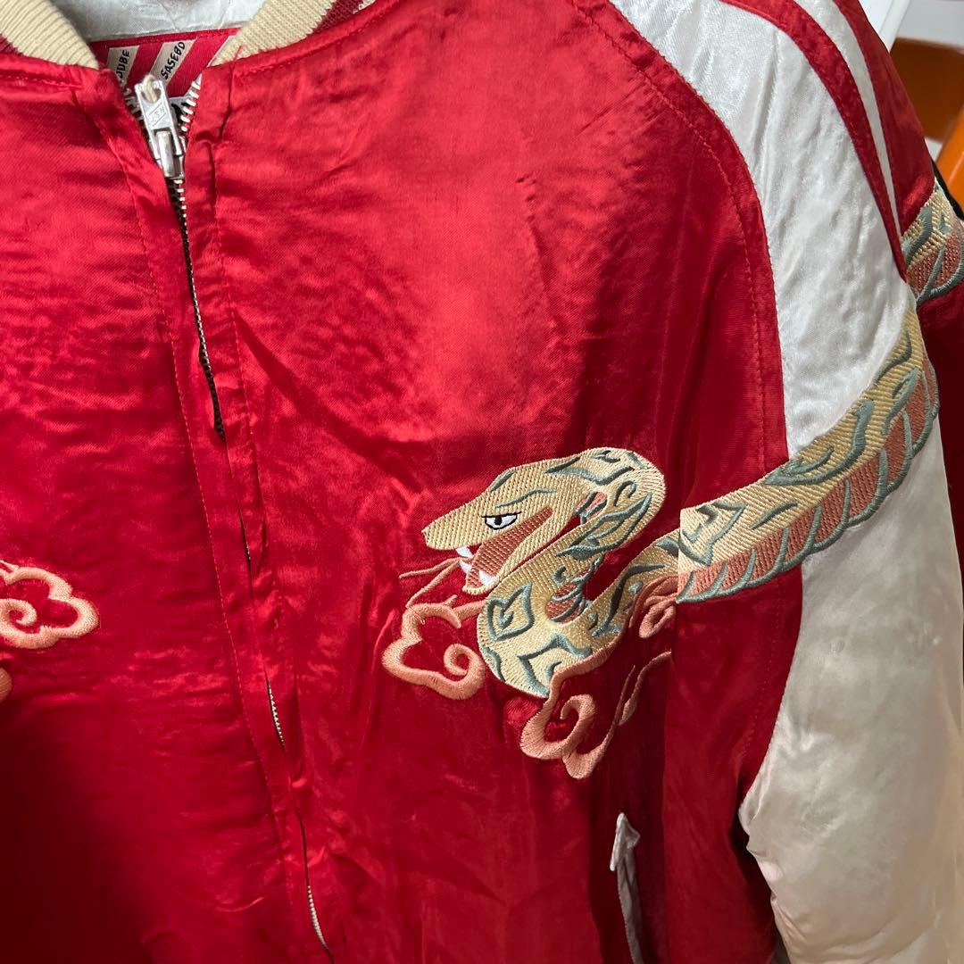 未使用品】スカジャン 蛇髑髏 レアな赤HOUSTON - メルカリ