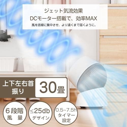 MOSMEE サーキュレーター 最大出力30畳 パワフル送風 静音 風量6段階A