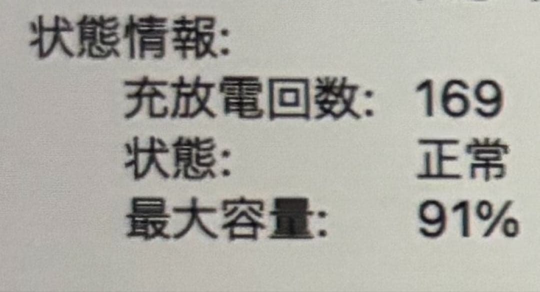 MacBook Pro 14インチ M1 16GB 1TB 最大容量91%