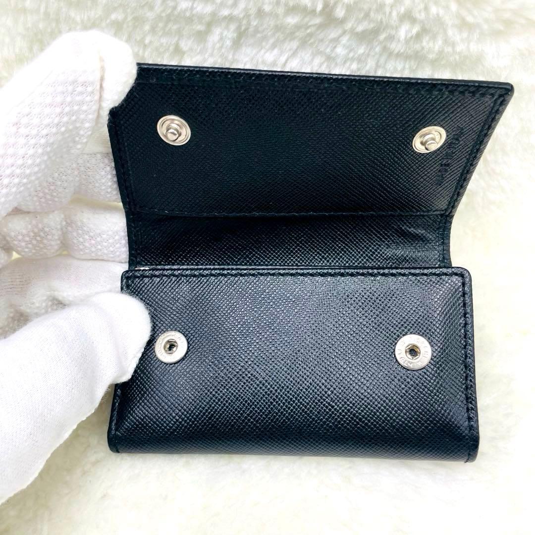 極美品 PRADA 6連 キーケース 三角ロゴ サフィアーノ ブラック 付属品