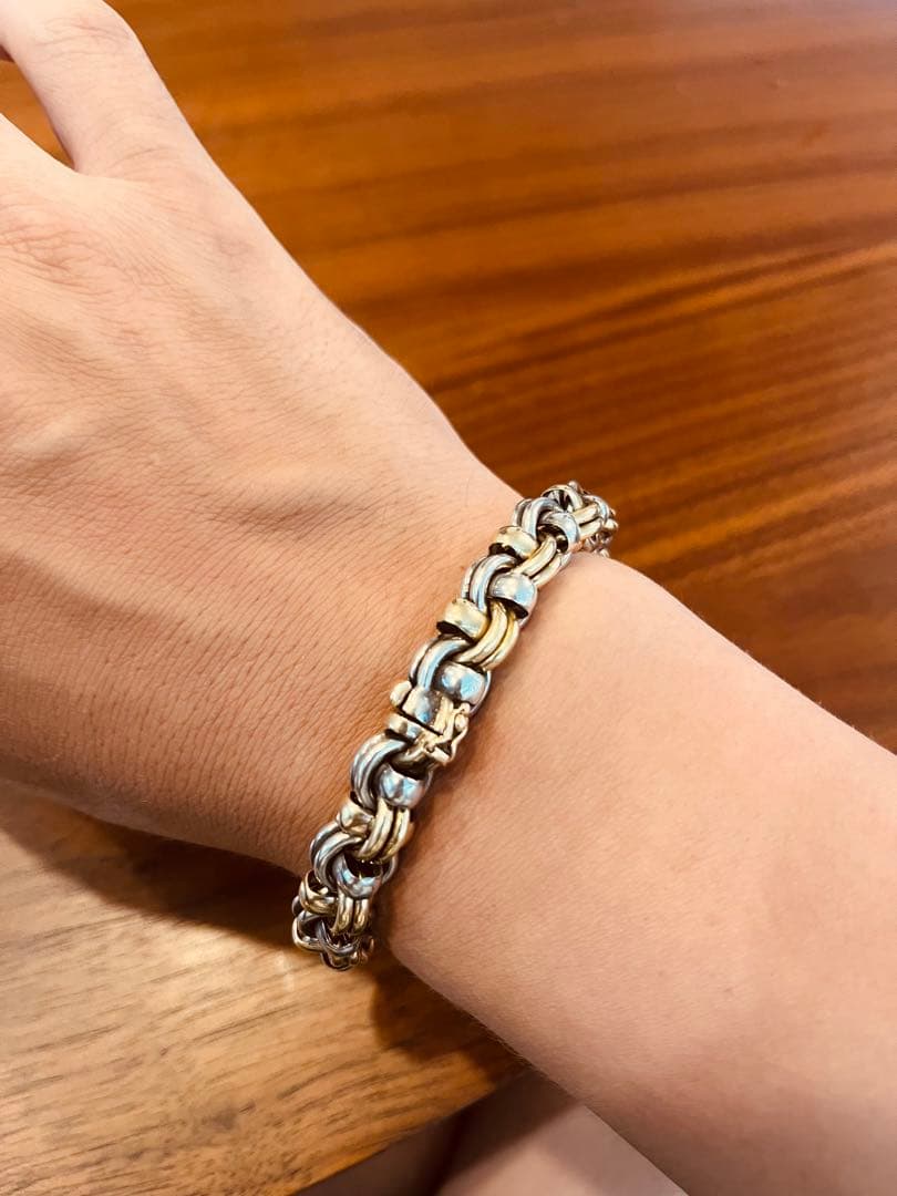 希少品 ヴィンテージ エルメス コンビ ブレスレット ゴールド シルバー