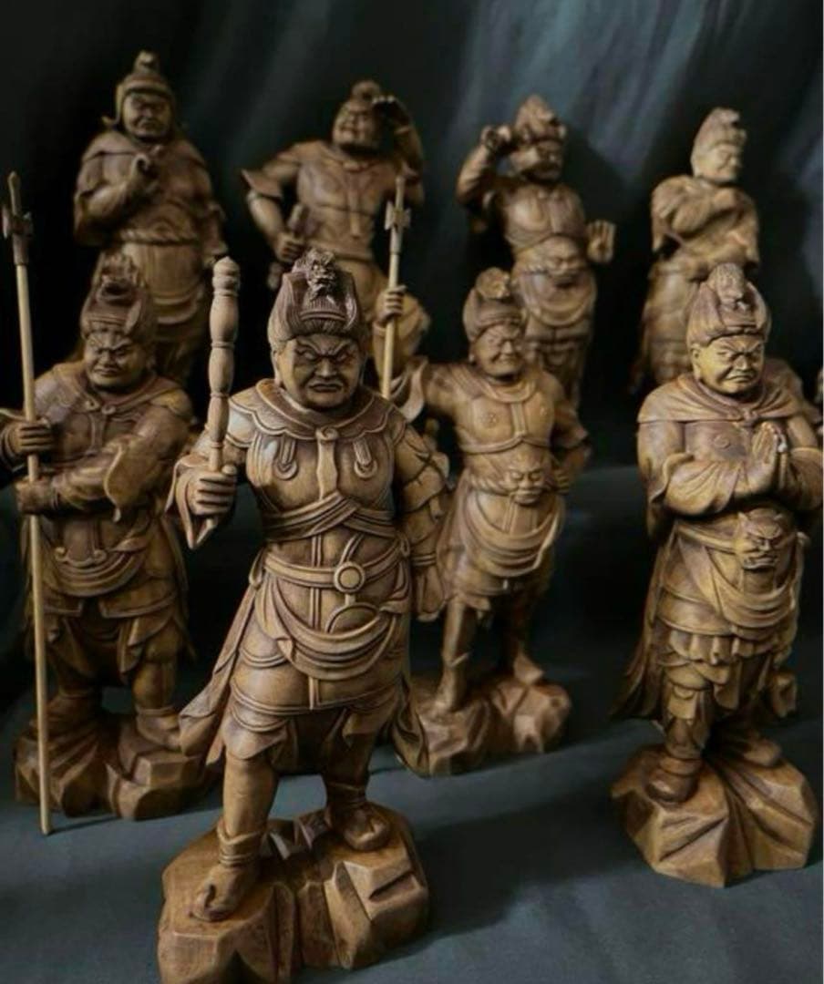 総柘植材 精密細工 古美術 時代木彫 仏教美術 薬師12神将像一式 - メルカリ