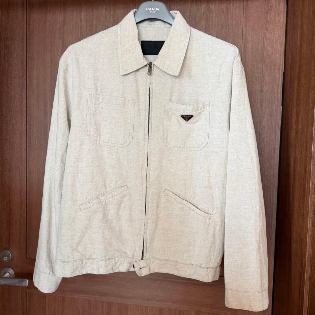PRADA ベージュ ジップアップジャケット PRADAベージュジップアップナイロンジャケット