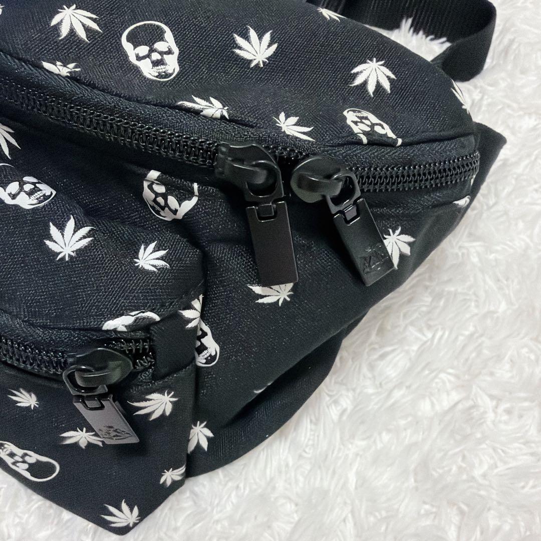 未使用級】ルシアンペラフィネ ドクロ スカル 総柄 ウエストポーチ