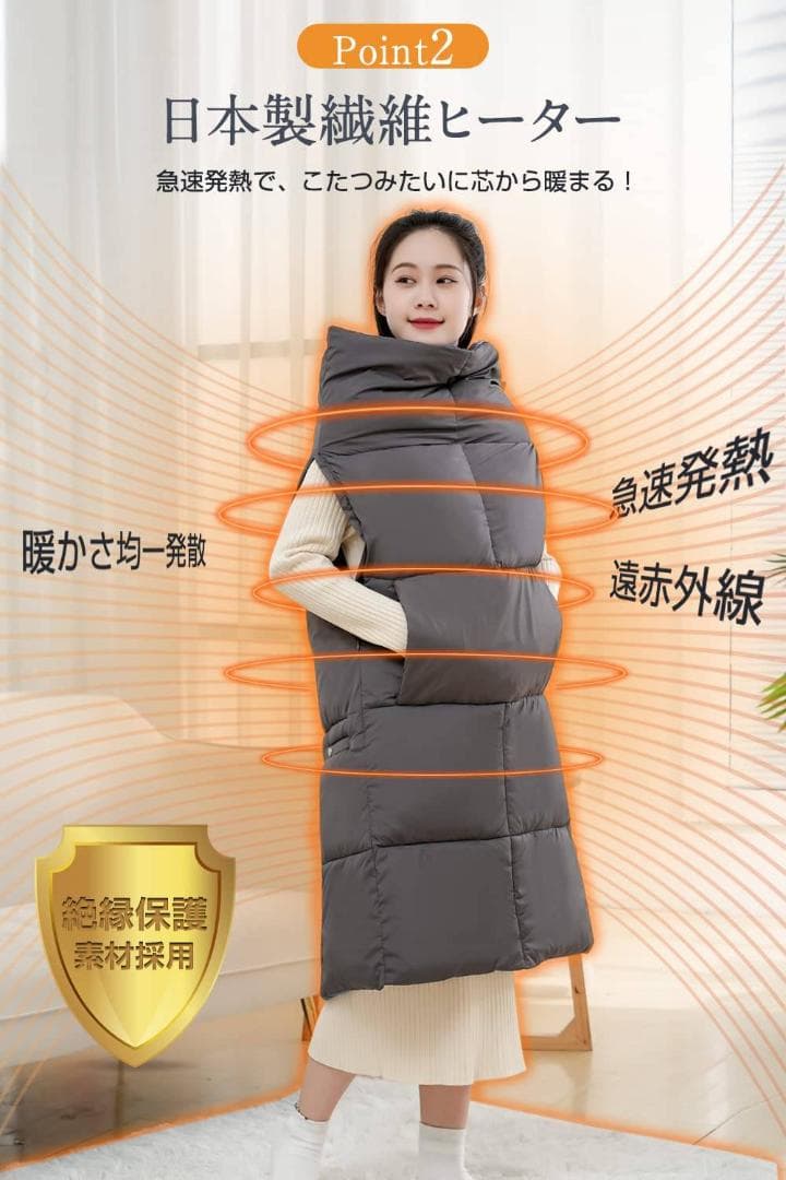 5つの使い方ができるUSB給電の即暖電気ブランケット