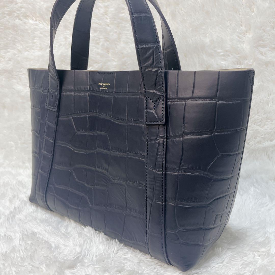 極美品✨PELLE MORBIDA ペッレモルビダ クロコ 型押し トートバッグ ペッレモルビダ トートバッグ クロコ型押し ダブルフェイスレザー