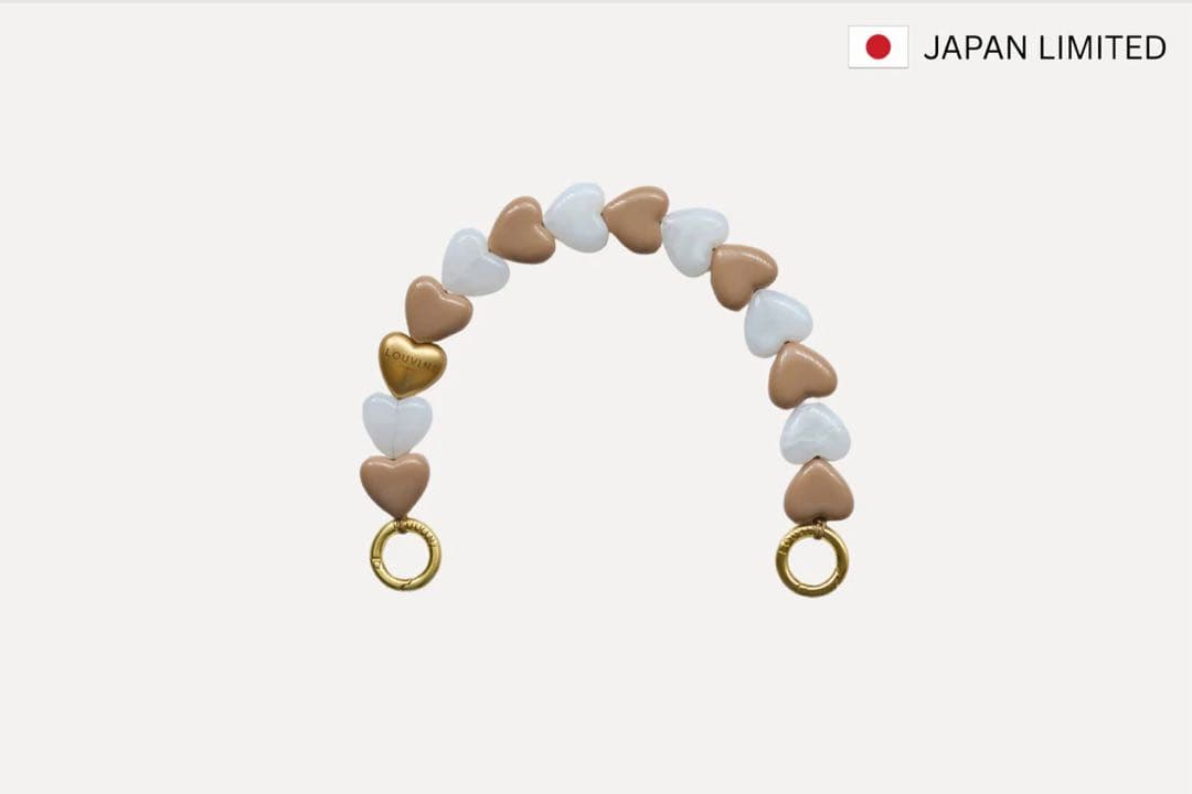 LOUVINI ハンドストラップ　PETIT CUORE　BEIGE-WHITE