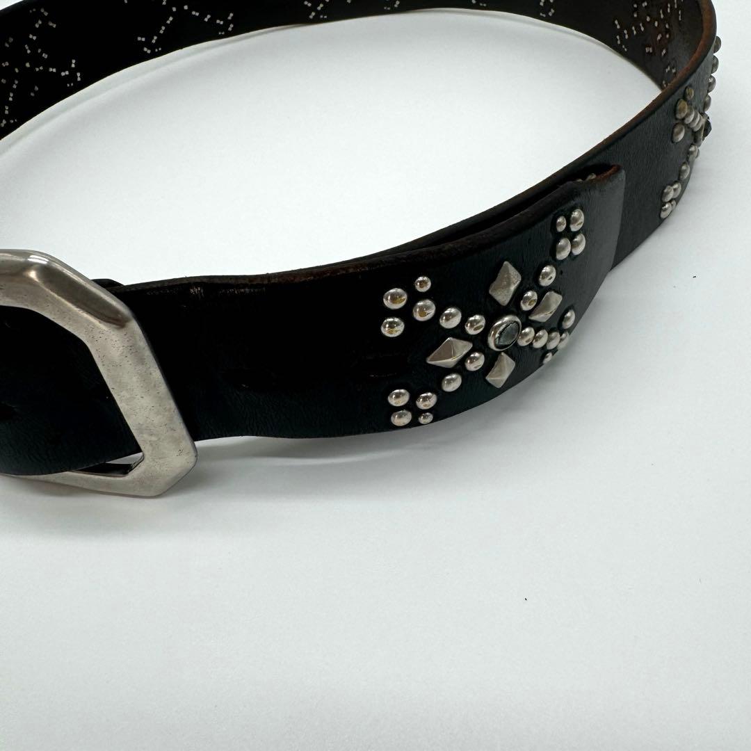 HTC アナザーヘブン クロス ボーン スタッズ レザー ベルト 34 美品