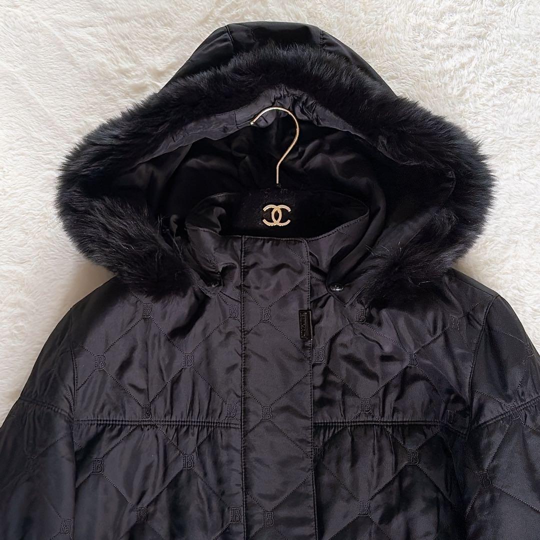 美品✨【バルマン】3wayシルク100%リアルファー総ロゴ中綿ダウンロング