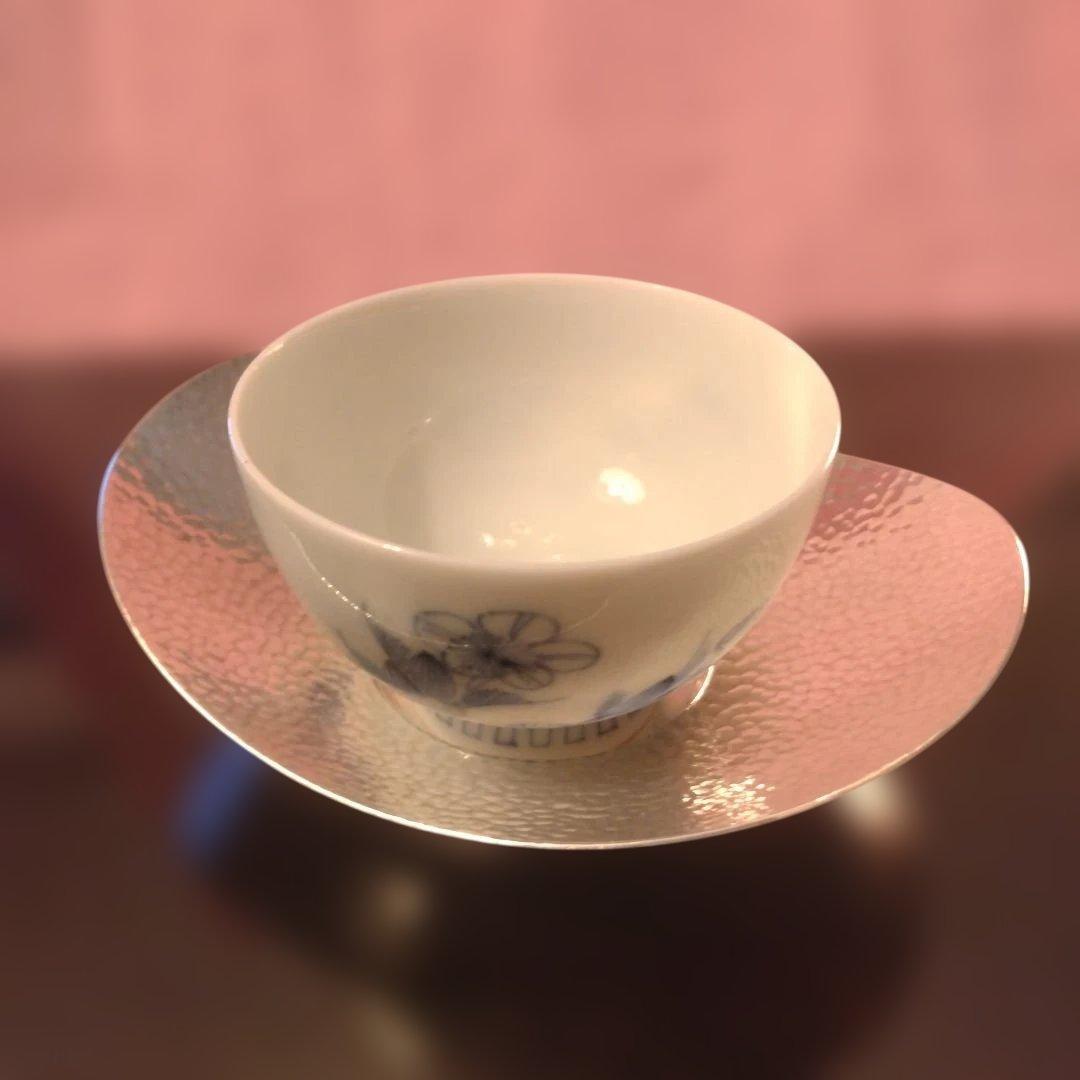 お値下げ　純銀　小判形　煎茶用茶托　49.1g