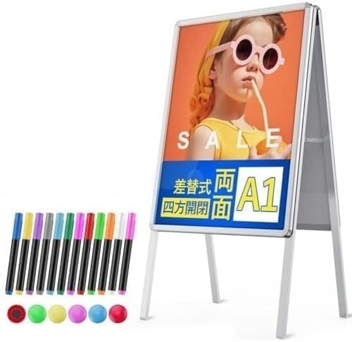 スタンドボード 両面 立て看板 折り畳み式 A 店舗 メニュースタンド アルミ製 Amazon | VAIIGO A型看板スタンド A1両面立て看板 ポスタースタンド