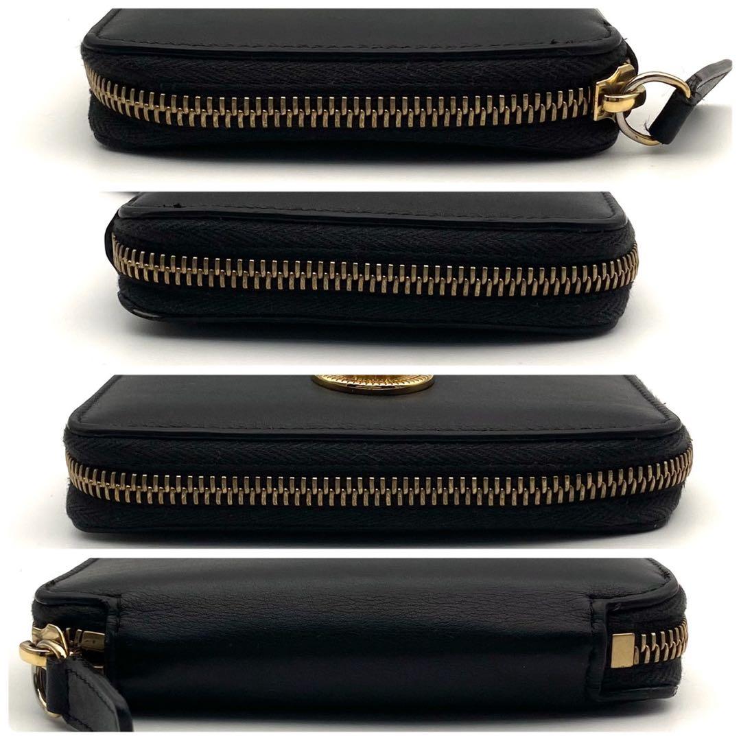 極美品○ ヴェルサーチ 折り財布 二つ折り メデューサ 金具 ブラック