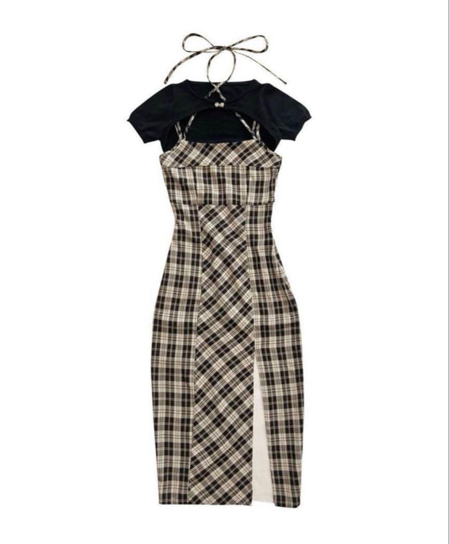 ミシェルマカロン アンサンブルチェックワンピース - メルカリ