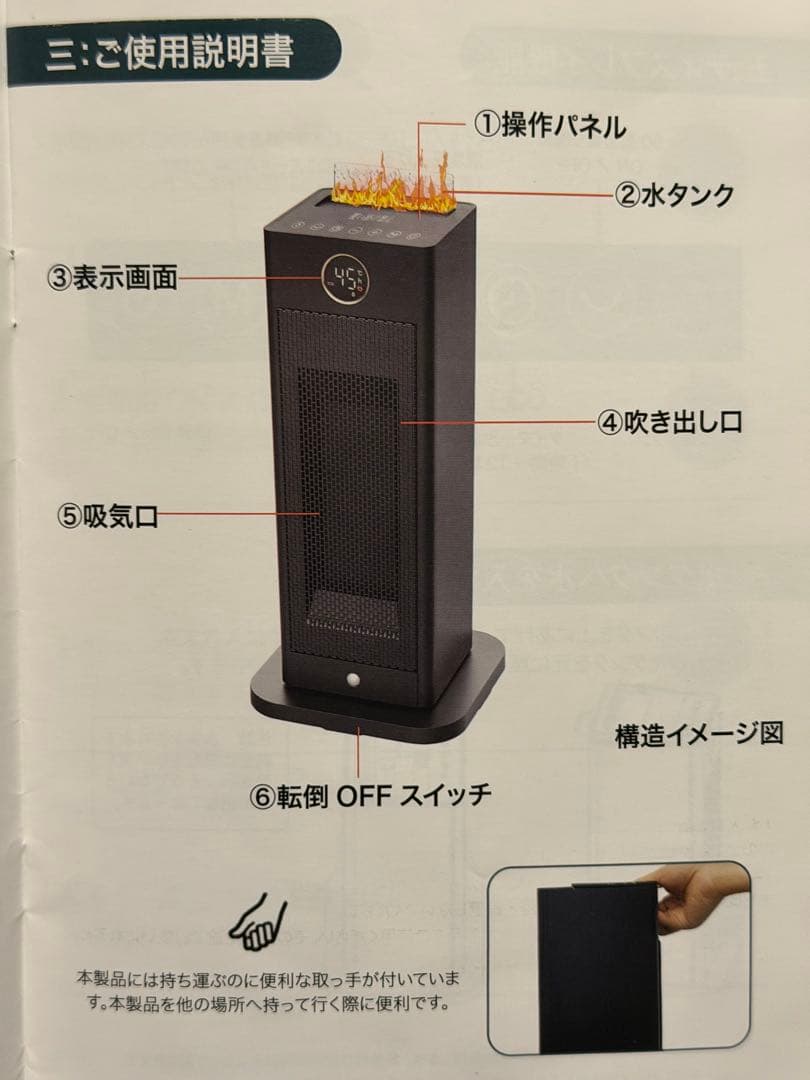 【極美品】電気ファンヒーター　超音波加湿機能　PTC1500JR リモコン付き