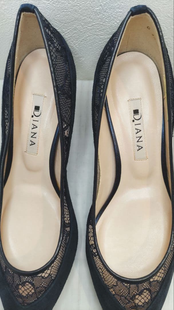 試し履き程度】ダイアナ 23.0㎝ パンプス ネイビー レース パーティ