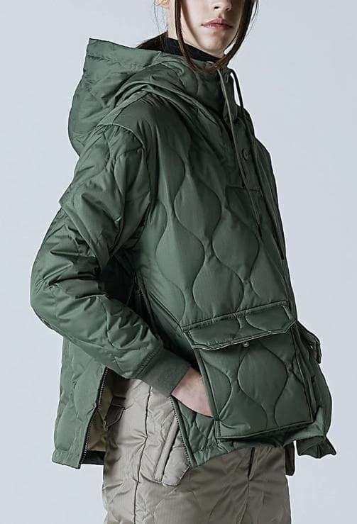 TAION ダウンフーディ XSサイズ ダークセージグリーン ユニセックス