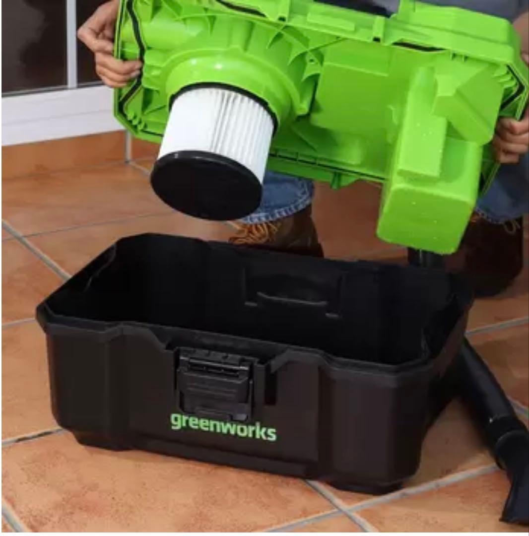 greenworks WDV40B00 3ガロン乾湿両用掃除機バッテリー付